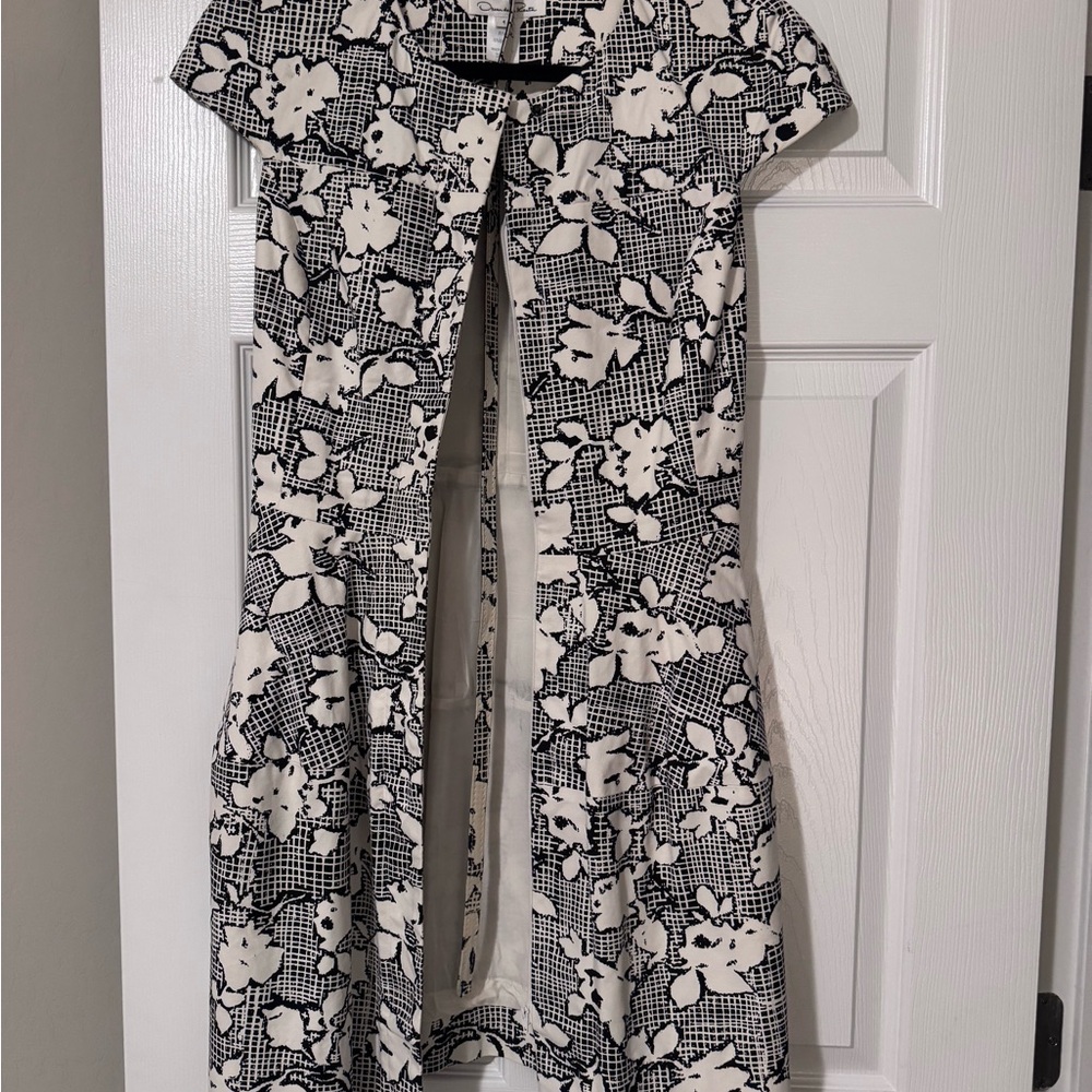 Oscar de la Renta floral Black and White Dress Resort 14